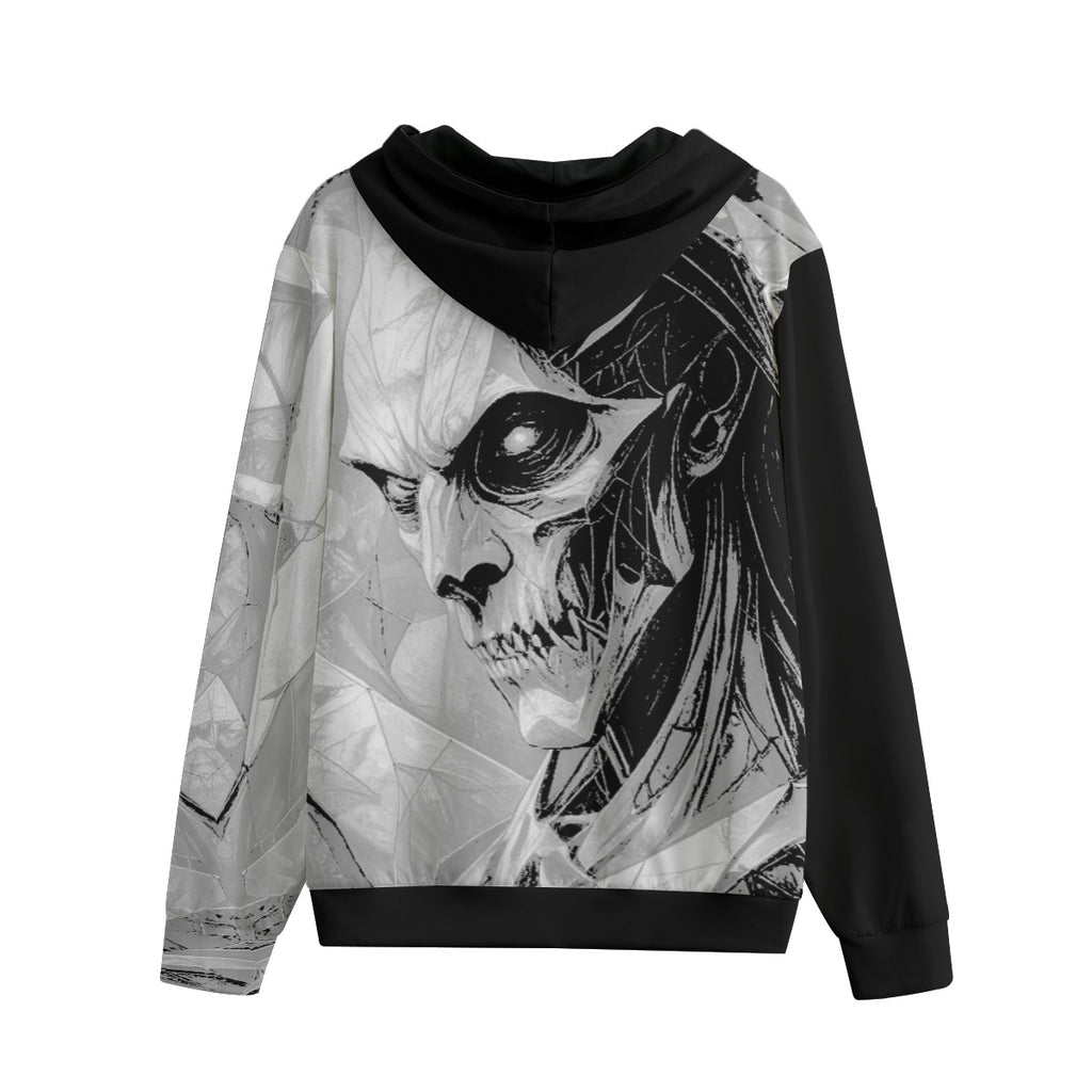 Geometric Skull Zipped Hoodie