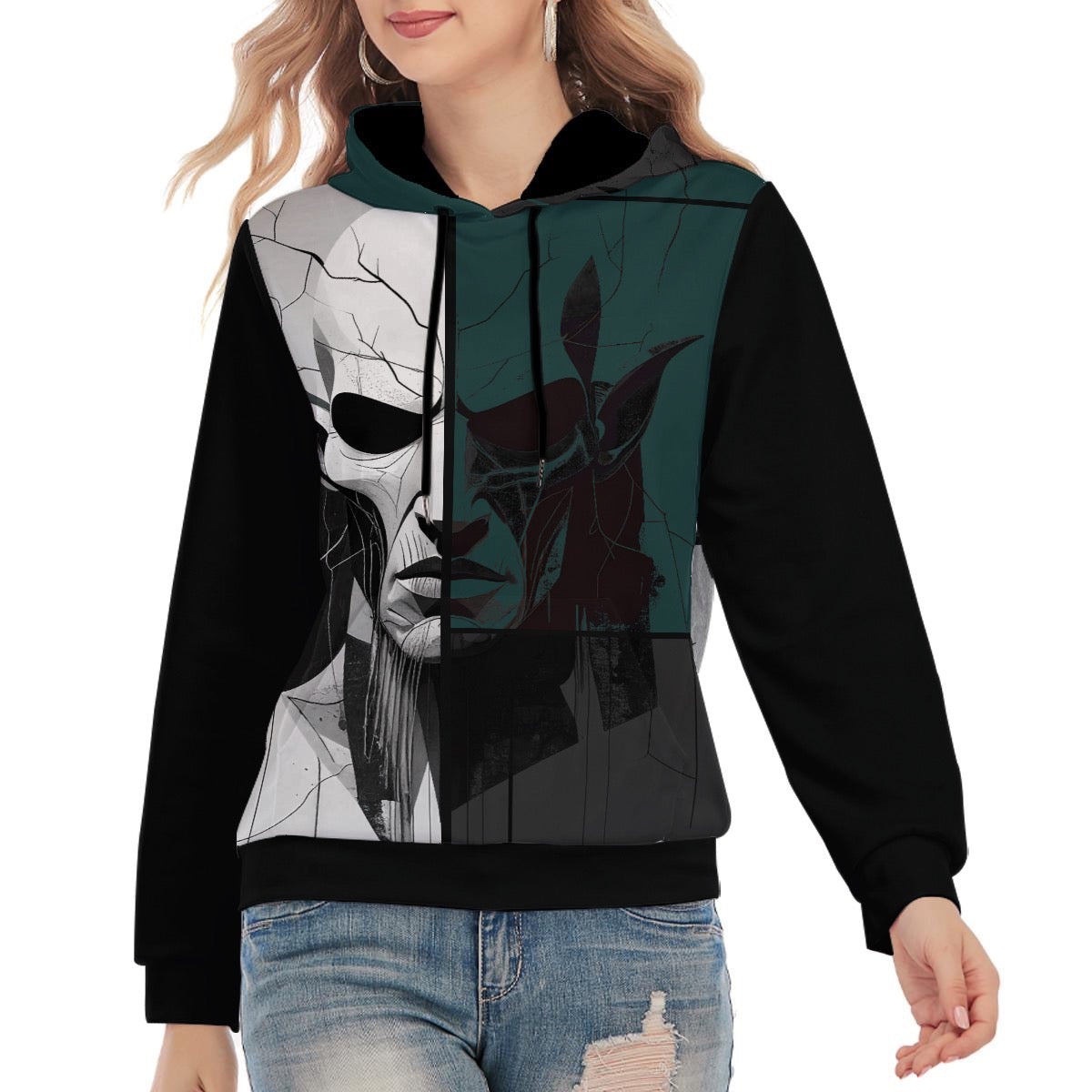 Geometric Face Hoodie