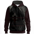 Wearable art hoodie with a cross over the mouth symbolizing religious control and enforced silence.