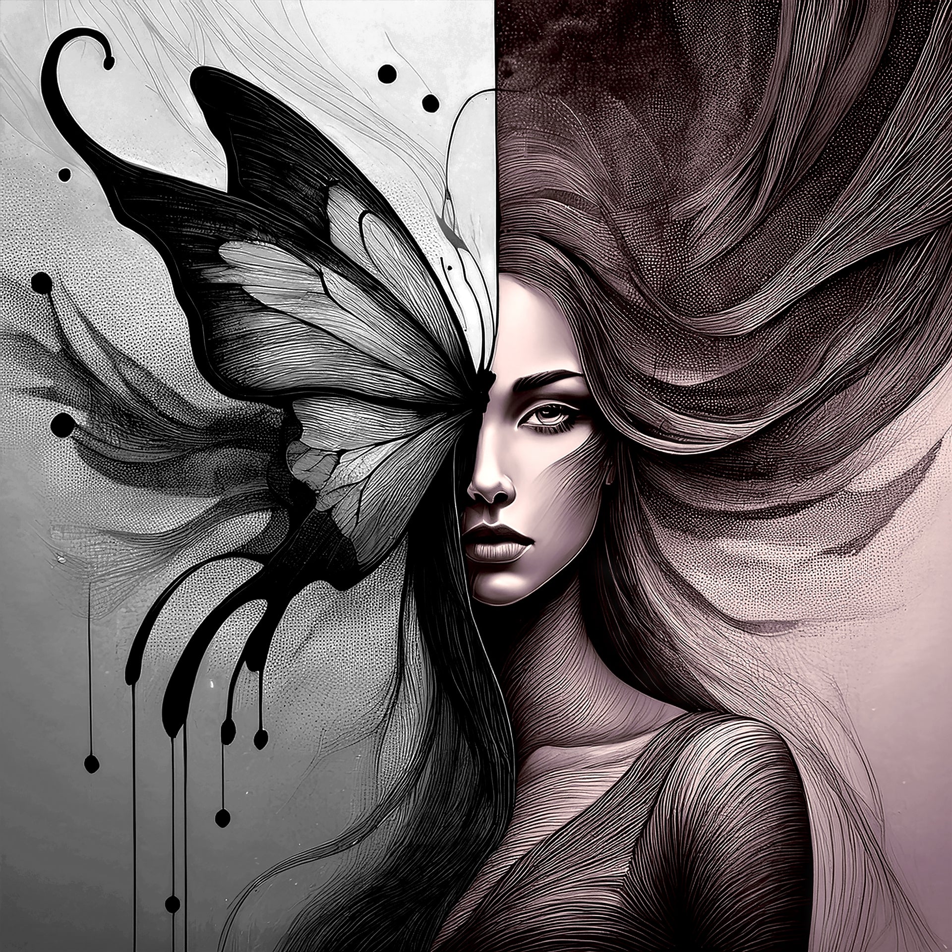 Metamorphosis abstract art print depicting acceptance of inevitable change and transformation