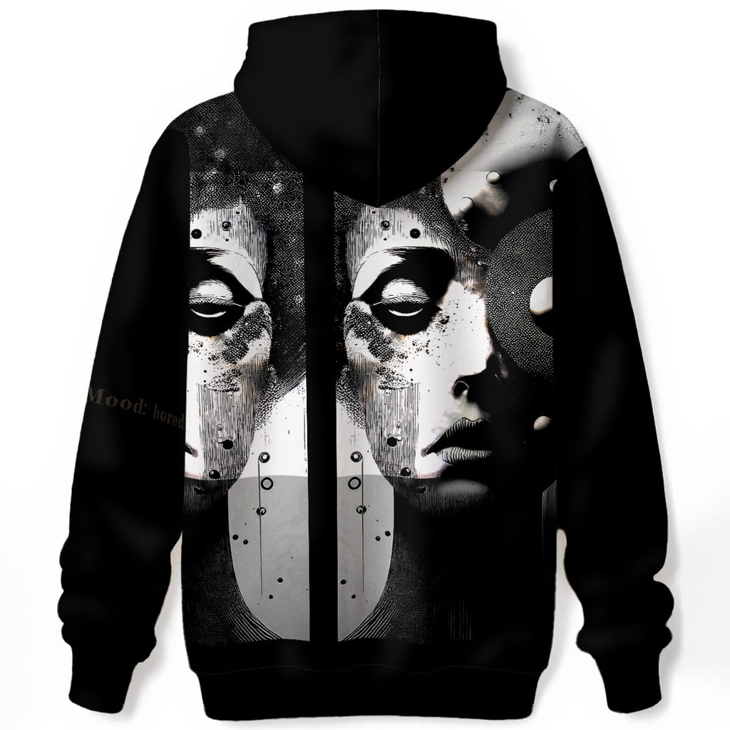 Mood: bored hoodie -  black and white apathetic face
