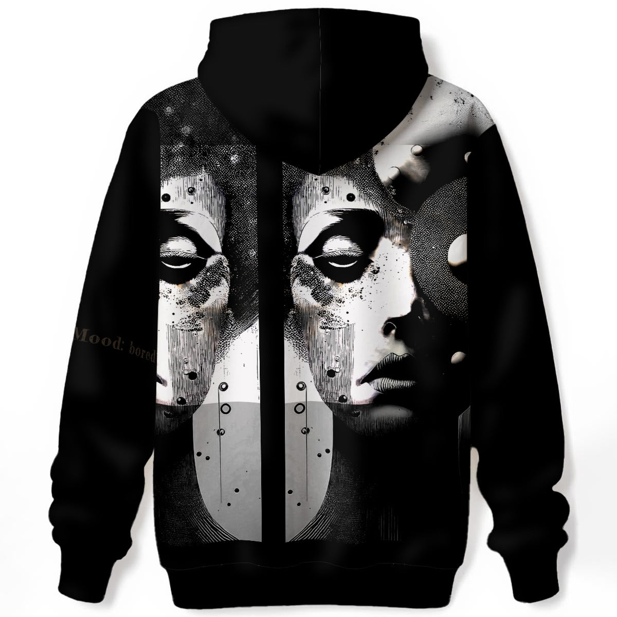 Mood: bored hoodie -  black and white apathetic face