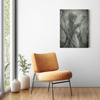 Mother Earth fine art print depicting nature as guardian with bark texture and root systems protecting new life
