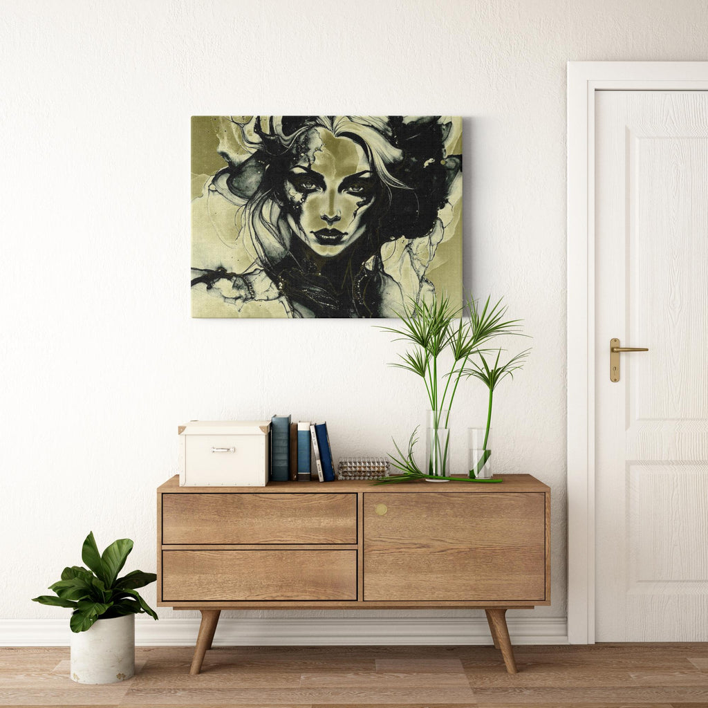 Intense gaze challenging assumptions about beauty and strength