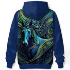 Blue green ornate all over print design