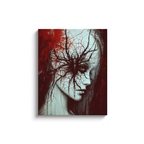 Spider embedded in face as social media metaphor - dark symbolic contemporary canvas art