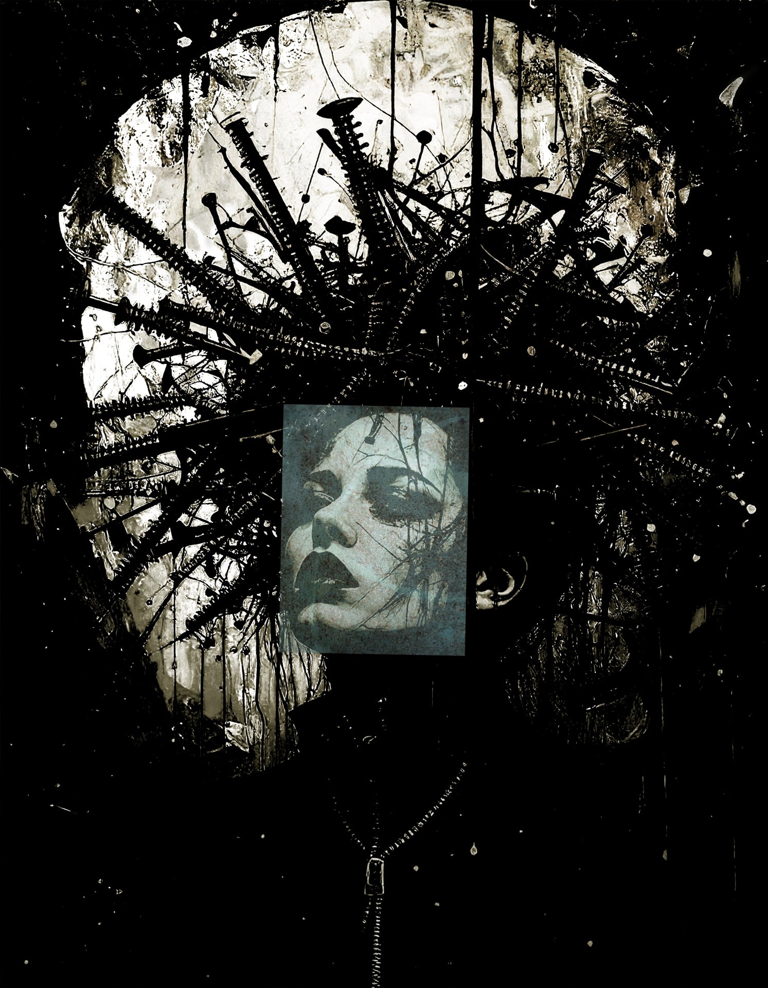 Steely - woman with head of screws, inner strength unbroken