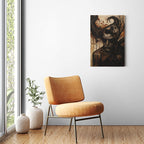 Image 2 (over chair): Psychological canvas art displayed above a chair in a contemporary interior.